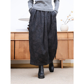 棉羊毛混纺藤蔓提花优雅国风长款 KAKA 法国客订款 花苞灯笼半身裙