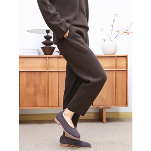 KAKA 伦敦秀款山羊绒松紧腰极简高阶感保暖针织宽松锥形奶奶裤女