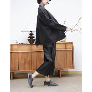 KAKA欧洲客订款 牛仔外套女 棉质水洗无领单扣极简高阶宽松廓形西装