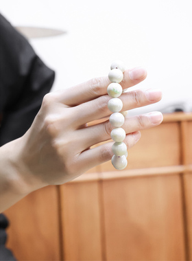 缅甸翡翠糯种飘花男女款单圈手串