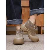 KAKA欧洲客单款 磨砂牛皮丑萌大头重工钉珠水钻厚底加绒棉靴雪地靴