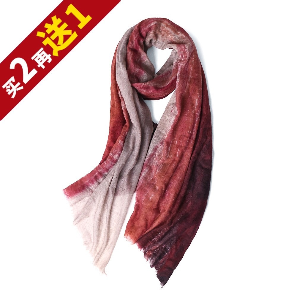 法奢手粹！精梳山羊绒色逐散须四季轻薄保暖大长巾围巾披肩KAKA特