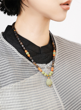 奇楠沉香阿拉善绿玛瑙貔貅项链女