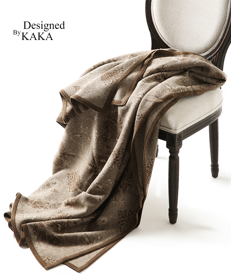 KAKA臻选特惠 意大利设计师款大咖冬季羊毛重磅加厚家居针织毛毯