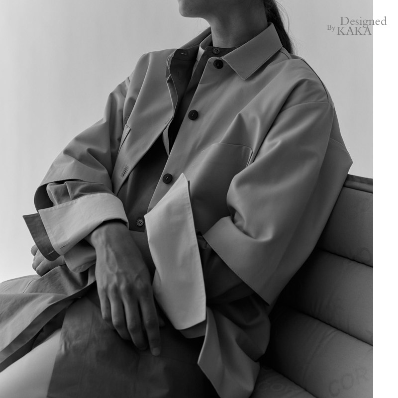 雅痞象灰色调小羊皮圆襟翻领衬衫kaka特惠