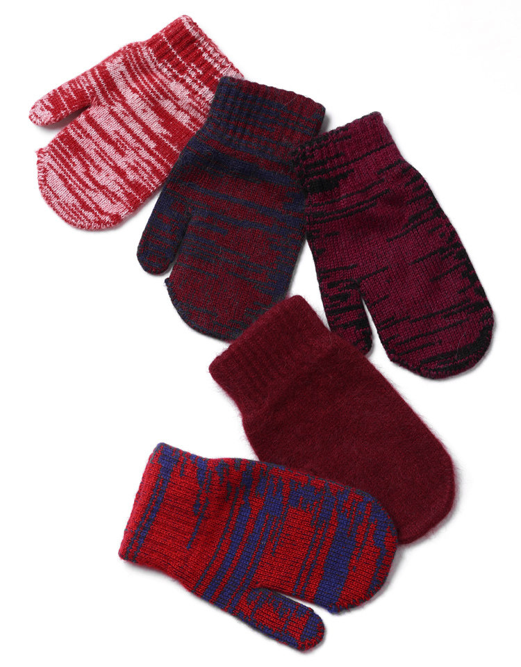 别出新意&花纱针织设计 材质不吝啬实用保暖儿童巴掌羊绒手套 特