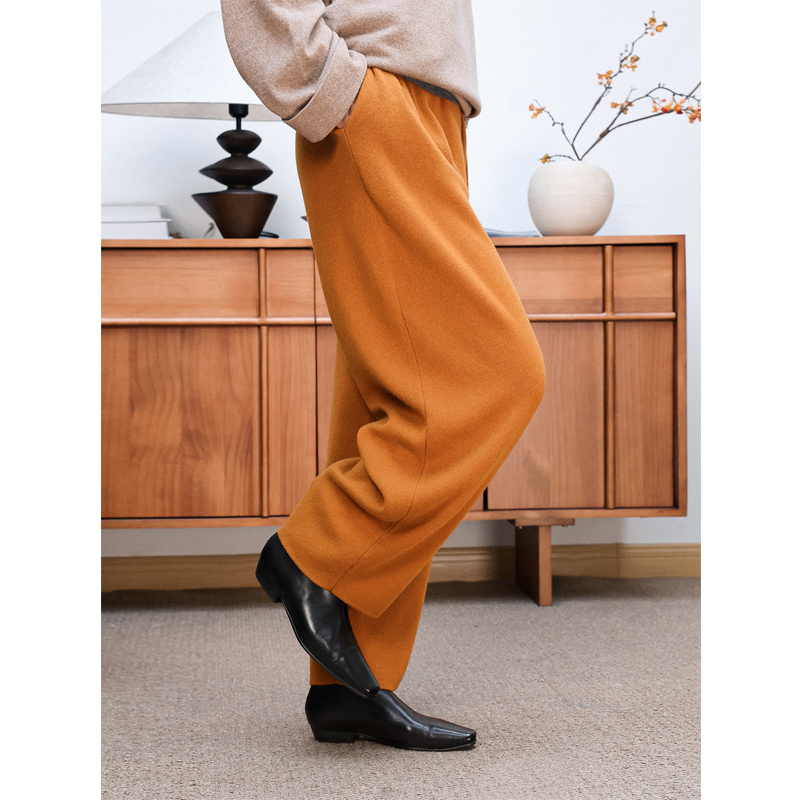 巴黎秀密织老钱风纯山羊绒奶奶裤