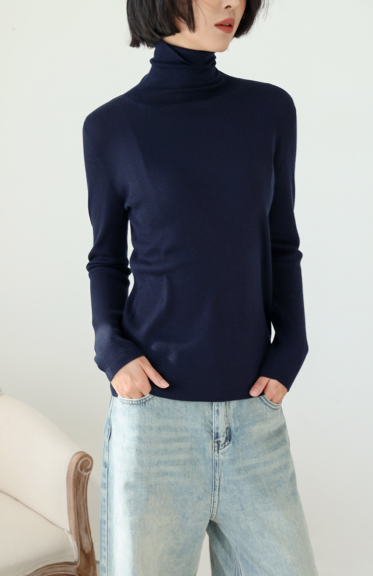 法柜婴儿肌丝羊绒高领修身打底衫