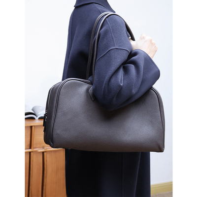 荔纹头层牛皮通勤大版波士顿包