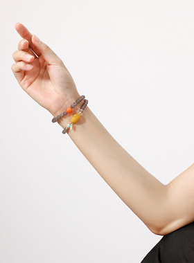 烟紫和田玉蜜蜡枣珠南红手串女