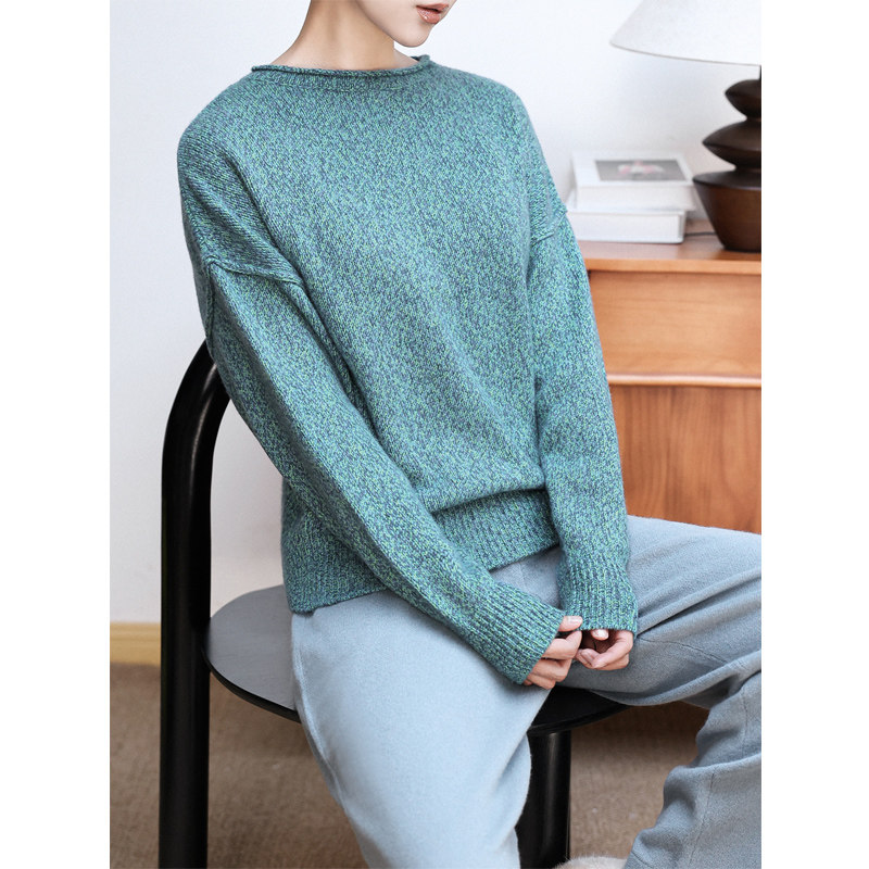 KAKA 伦敦走秀款花纱山羊绒圆领百搭宽松慵懒保暖针织套衫毛衣女,女装/女士精品,毛针织衫,淘宝优惠券,粉丝福利购,淘宝优惠卷