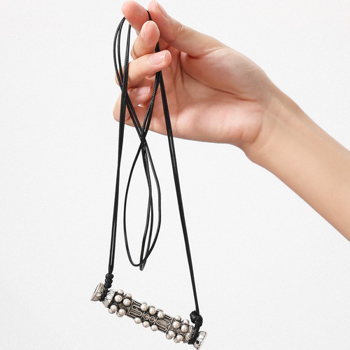 新中式民族风苗银可打开烟筒项链