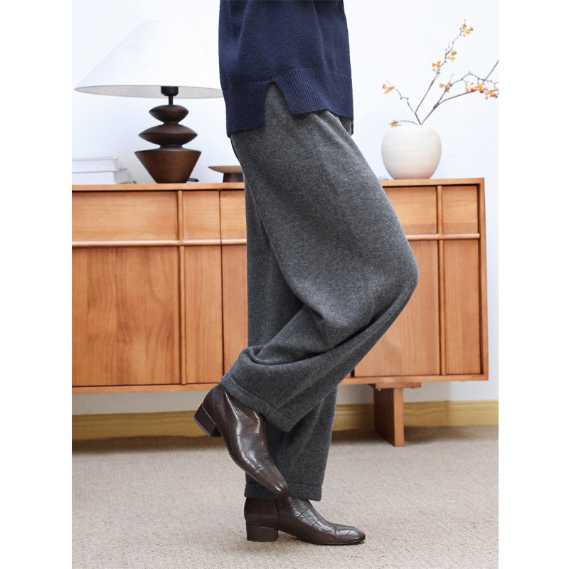 KAKA伦敦秀款重磅山羊绒针织休闲百搭运动风宽松显瘦保暖奶奶裤女,女装/女士精品,休闲裤,淘宝优惠券,粉丝福利购,淘宝优惠卷