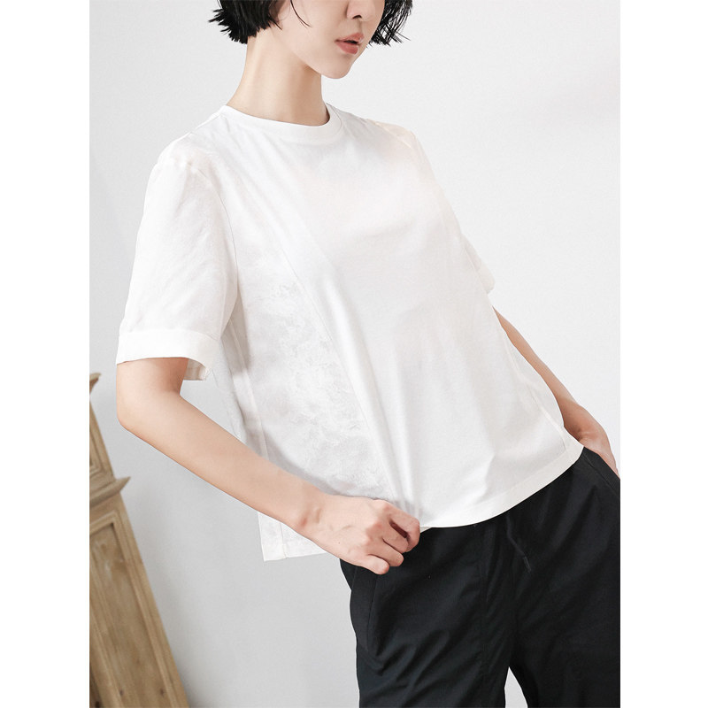 云水逐光真丝提花轻国风T恤女