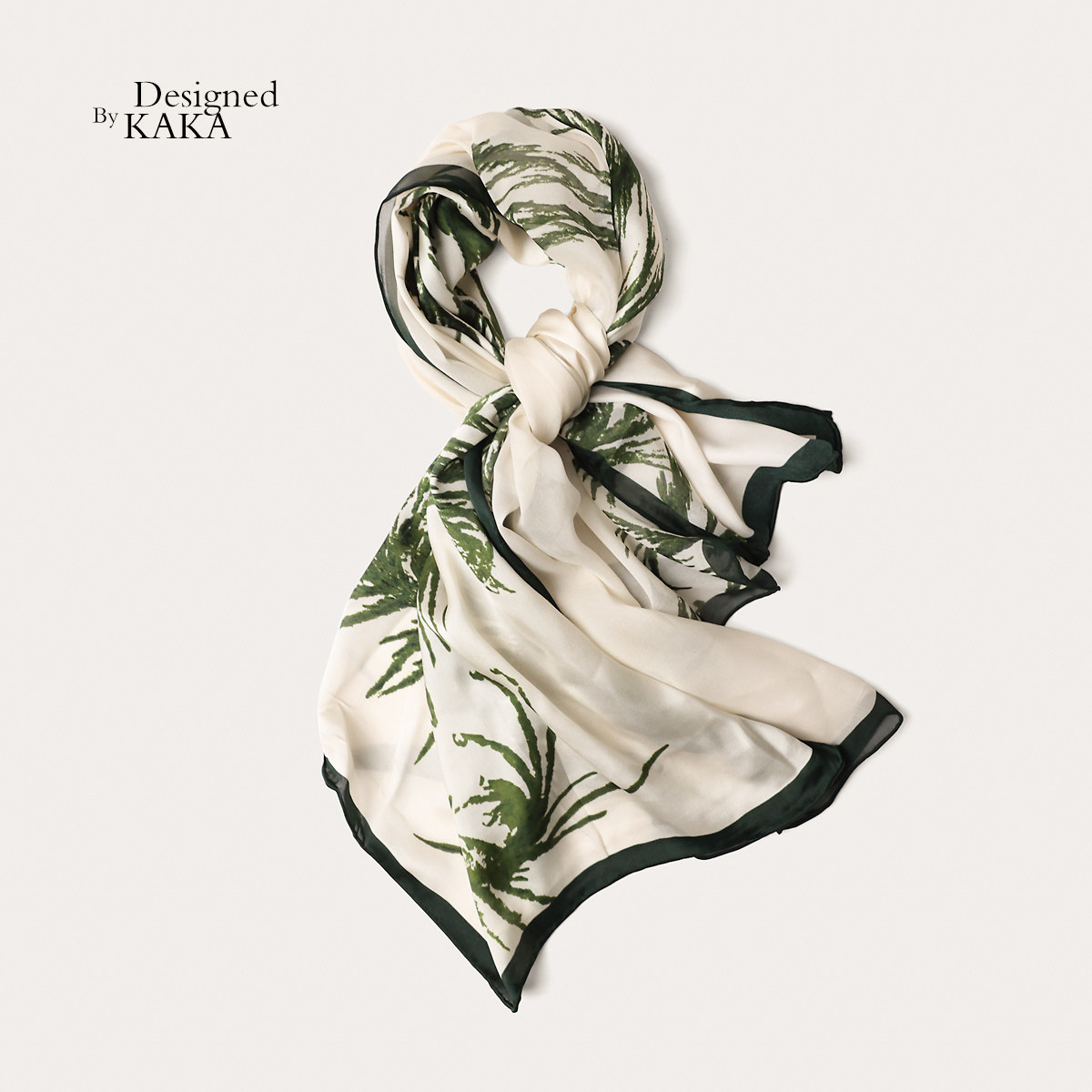 满蕴优雅！法国柜款真丝茛苕手卷边大尺寸方巾防晒披肩围巾KAKA特