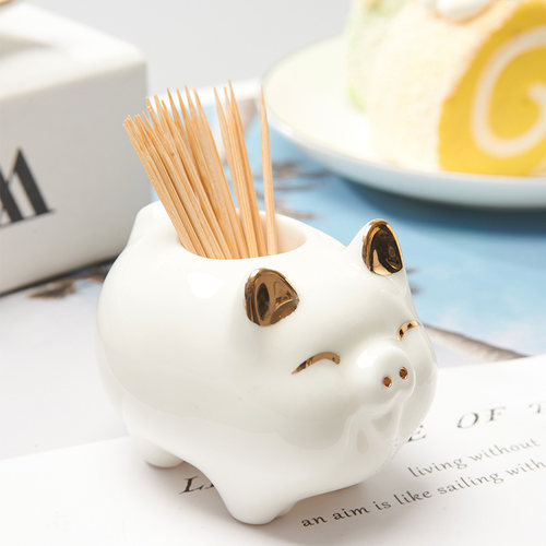 骨瓷牙签筒金边陶瓷牙签盒家用饭店酒店白瓷牙签盅牙签罐定制logo