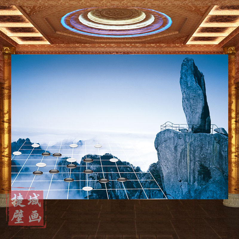 围棋背景墙布教室布置装饰象棋艺五子棋牌培训机构文化环宣传壁画