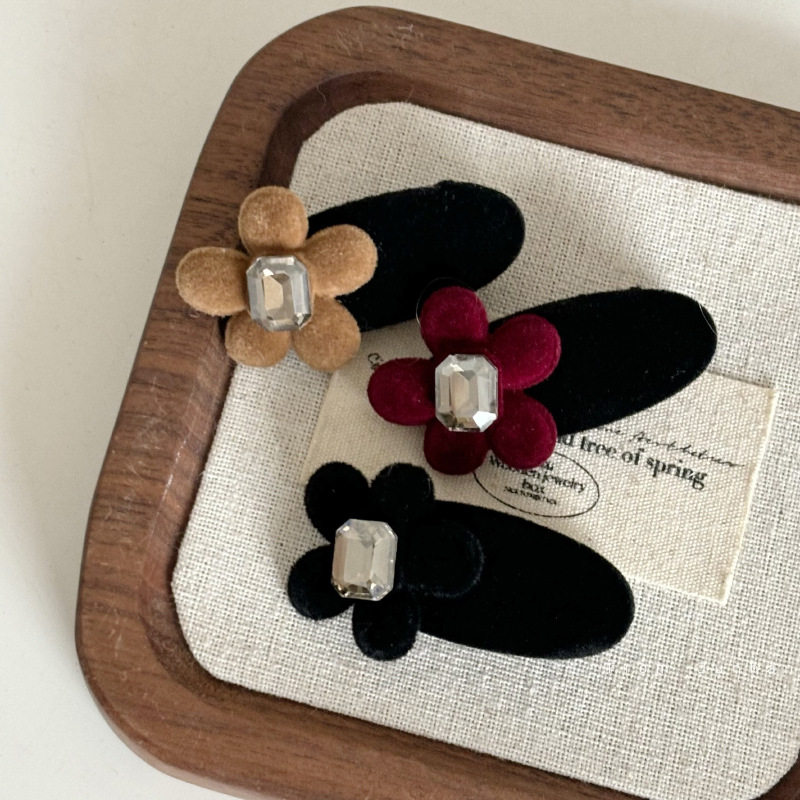 植绒水钻花朵发夹甜美高级感刘海碎侧边精致发卡发饰女,饰品/流行首饰/时尚饰品新,发饰,淘宝优惠券,粉丝福利购,淘宝优惠卷