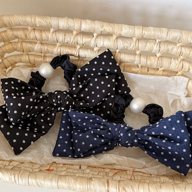 复古波点藏青蝴蝶结大肠发圈韩国高弹力头绳丸子头发绳,饰品/流行首饰/时尚饰品新,发饰,淘宝优惠券,粉丝福利购,淘宝优惠卷