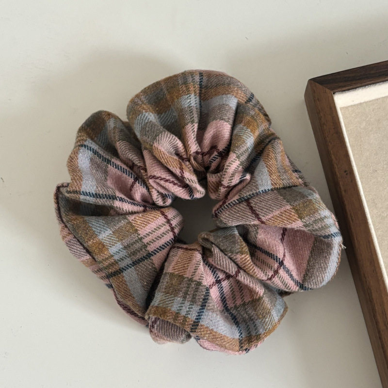 学院风格纹大肠发圈女扎丸子头皮筋低马尾头绳发绳秋冬百搭发箍头