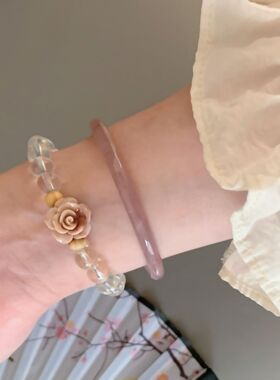 新中式玫瑰花朵竹节手链女款轻奢高级感复古手镯新款气质手饰饰品