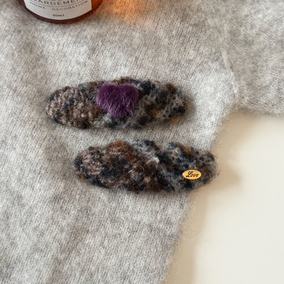 设计感爱心紫色发夹女甜美前额碎发BB夹侧边刘海夹