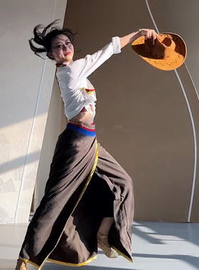 思彤老师原创藏族舞蹈拉岗踏歌舞蹈专用帽子仿麂皮绒演出道具藏帽