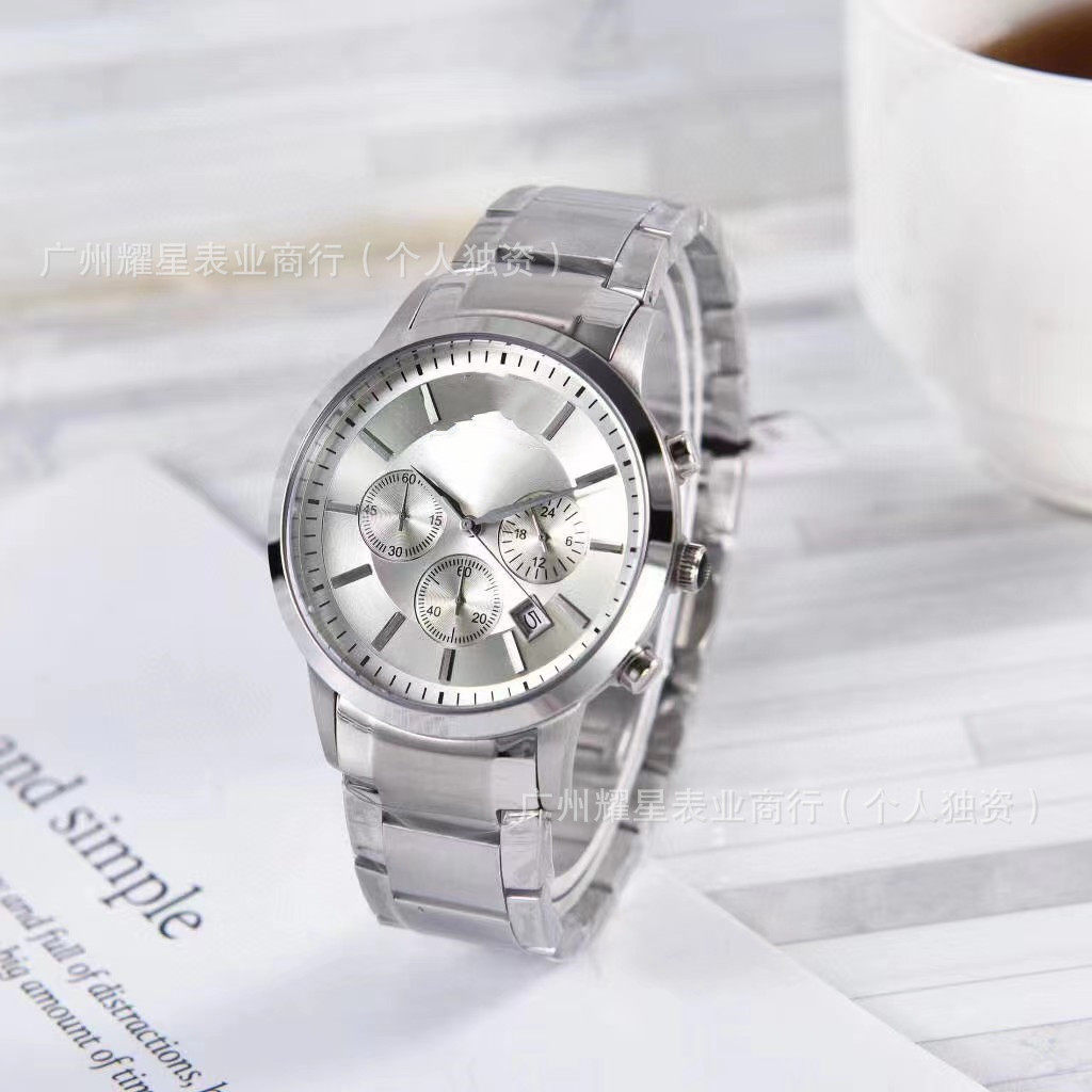 外贸代发时尚阿指针尼三眼多功能商务石英表石英手表男AR2448学生