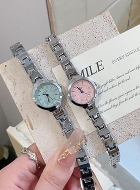 GEDI歌迪小圆女表钢带简约刻度休闲小巧学生腕表防水女士石英手表