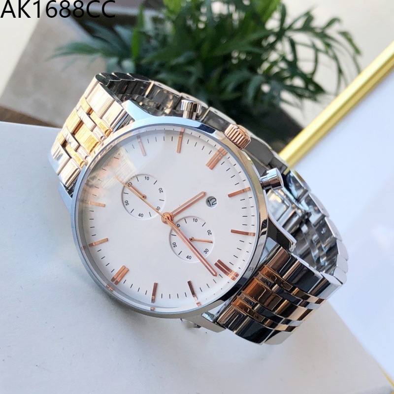 新款两眼六针表盘日历夜光运动计时石英男士手表钢带休闲商务手表