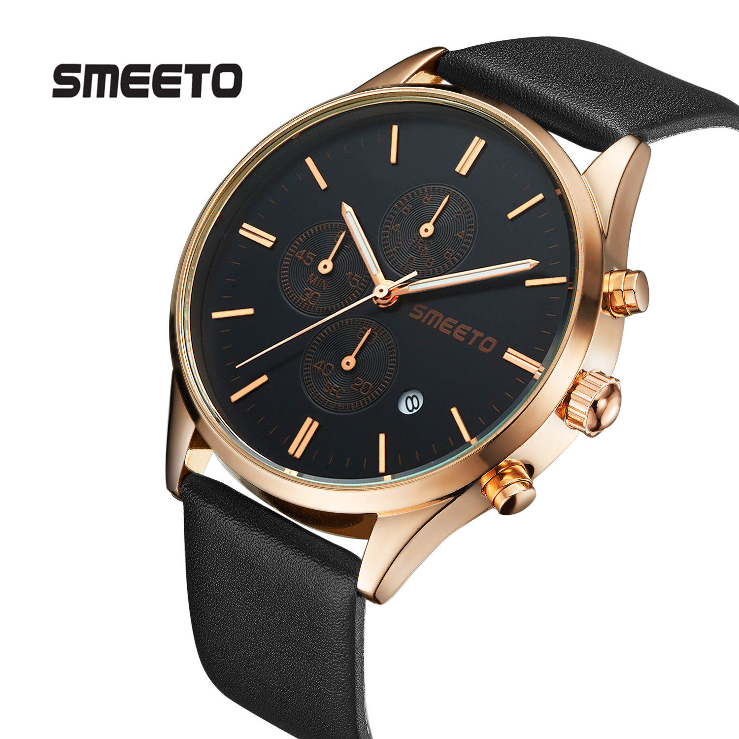SMEETO优品男士经典商务手表学生三眼运动腕表厂家外贸热卖