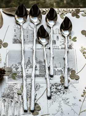 18/10不锈钢复古桃枝浮雕/桃枝妖妖/长柄搅拌勺咖啡勺冰勺嗨杯棒