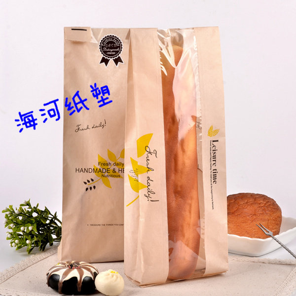 T010开窗面包袋/进口牛皮纸/切片吐司袋/西点覆膜包装袋100个包邮