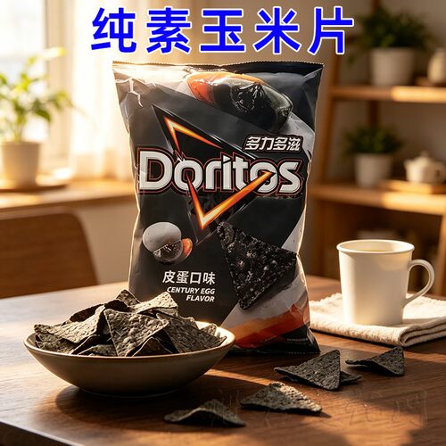 台湾多力多滋皮蛋味三角脆玉米片儿童素食锅巴薯片纯素休闲零食
