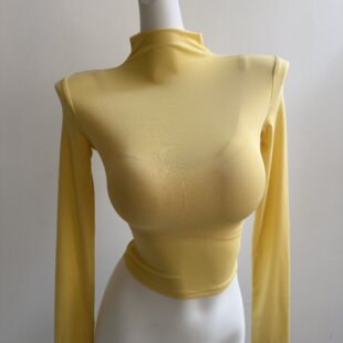 打底衫 糖果色 短款 T恤内搭上衣女弹力修身 纯欲辣妹天丝半高领长袖