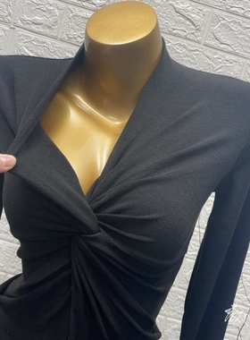 chao好穿！加绒显瘦性感V领打底衫ins复古洋气长袖T恤上衣2025冬