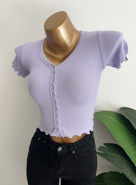 韩国东大门 撩人的小sexy~bm短款露脐跳舞上衣性感高腰短袖T恤女