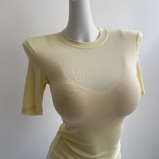 薄款 太好穿了 显身材中袖 舒适天丝羊毛小圆领基础款 T恤上衣 自留