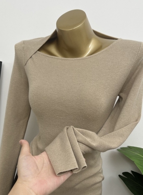 zhuan柜品质~2025秋冬新款韩版显瘦不规则设计感长袖针织衫打底女