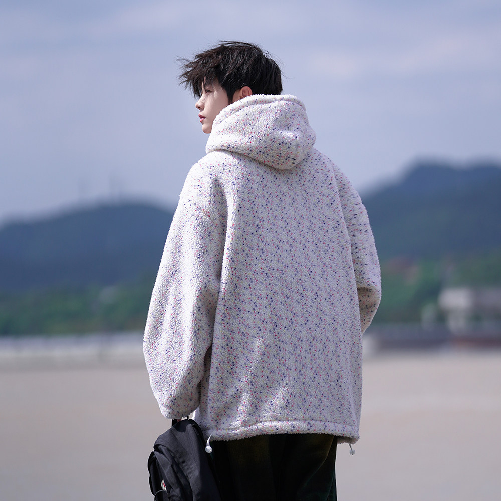 加绒内里满天星羊羔绒25冬装新款连帽卫衣款棉衣MY05P88控128,男装棉衣,电商A031