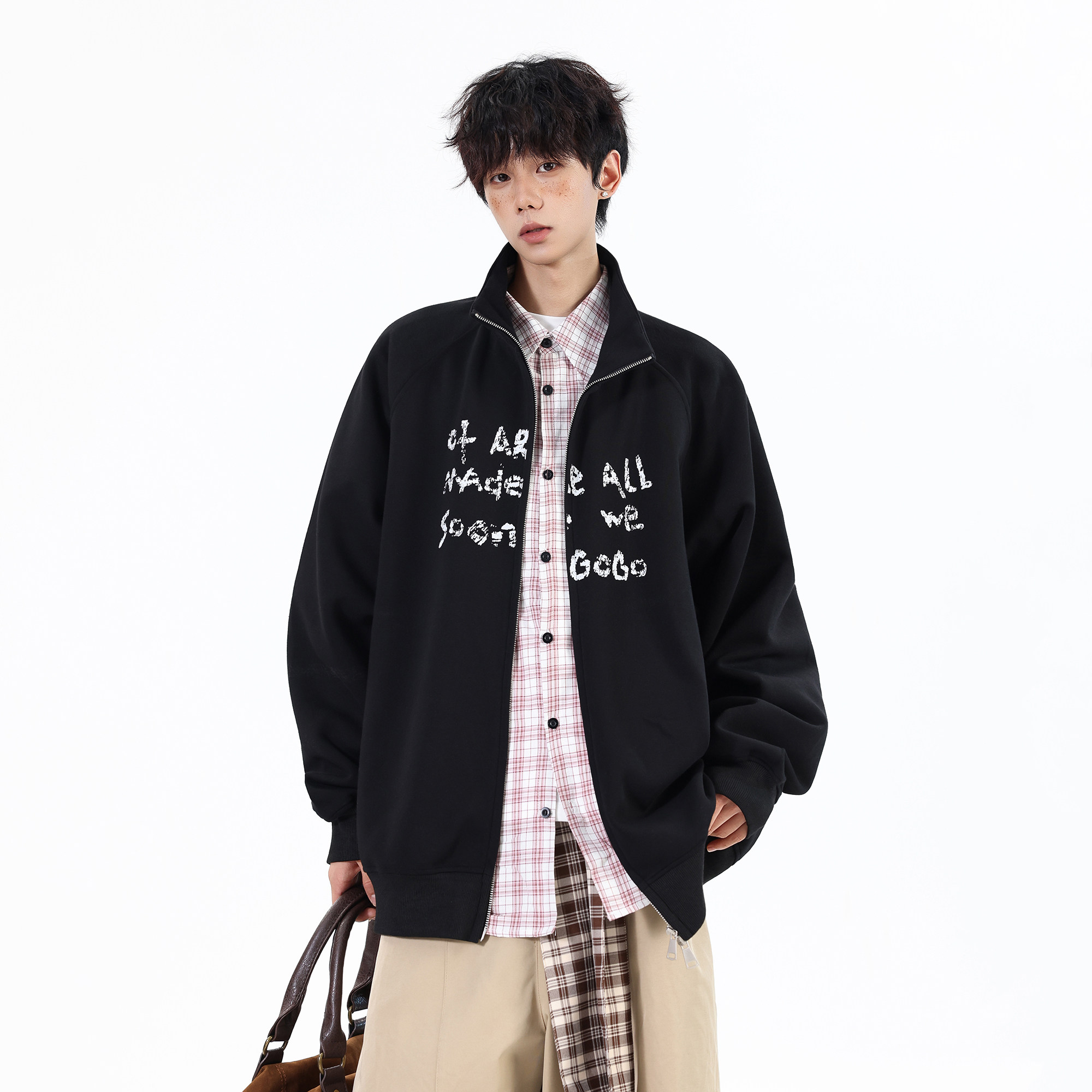 趋势26春装设计款开衫大码宽松美式卫衣外套JK102P68控98，女装短外套，电商A031