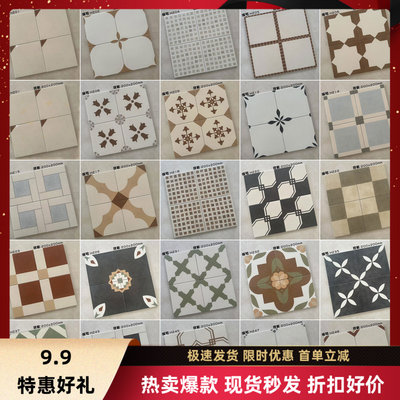 法式复古黑色小花砖卫生间阳台