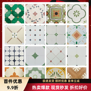 400庭院x400室外复古小花砖绿色厨房卫生间墙砖阳台地砖娘惹网红