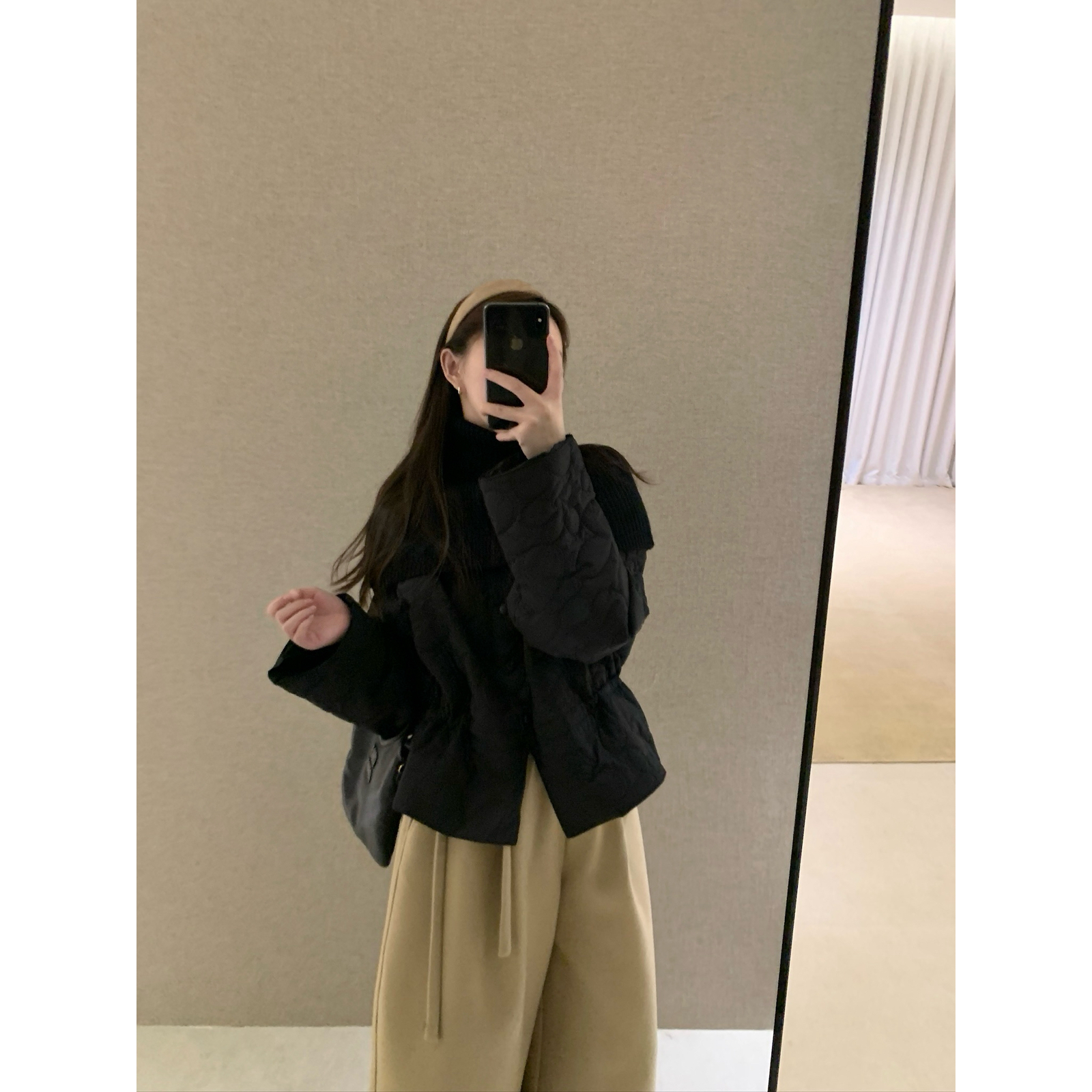 poisooo-设计保暖棉服外套(配高领针织围脖)(又韩又耐穿)PSY9102