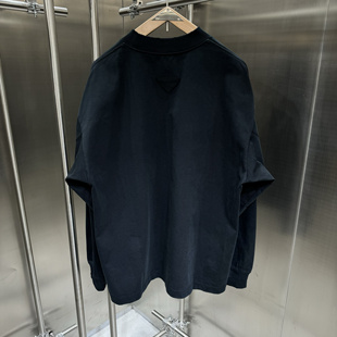 高克重 手工磨边做旧锁色处理 圆领宽松日系高街风格净版长袖T恤