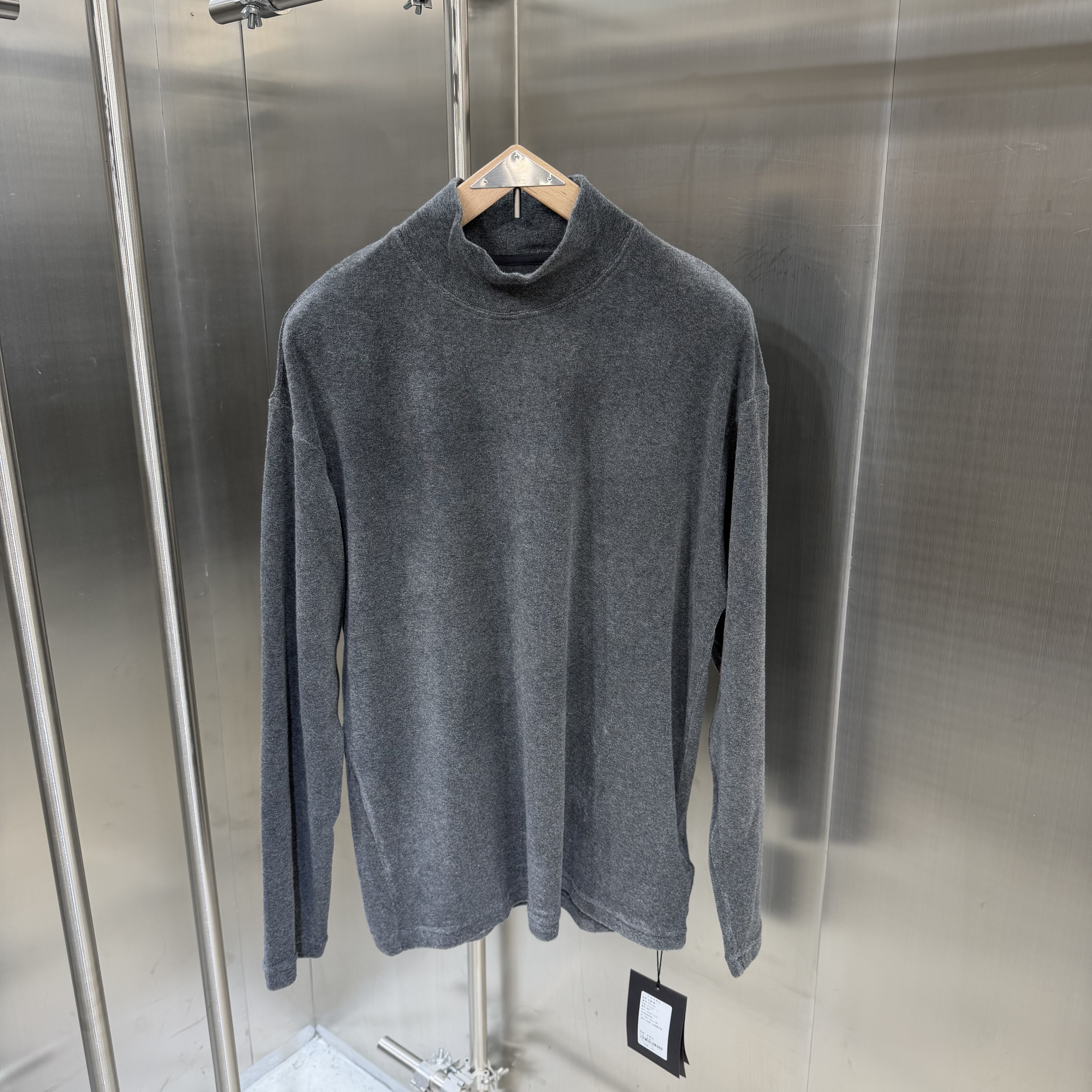老钱风格 定制毛巾料超舒服亲肤面料 高领长袖合身款打底衫男T恤