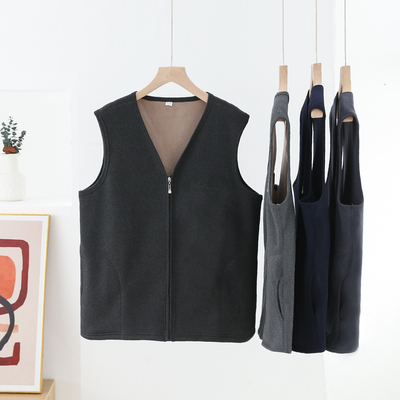 秋冬加厚大码男款奥粒绒拉链马甲 口袋无袖坎肩内搭保暖家居外穿