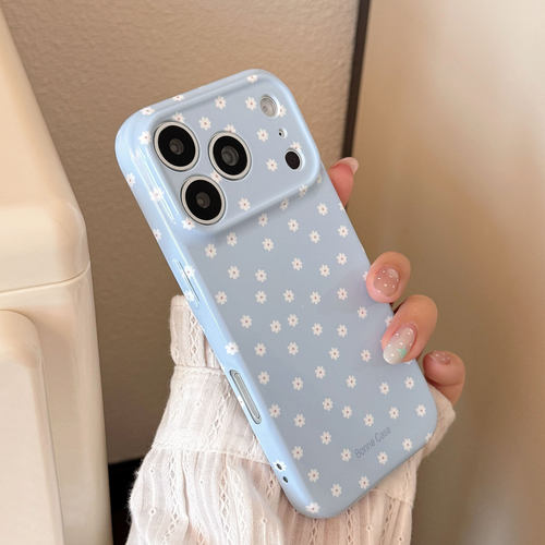 奶蓝花朵iPhone防摔软壳手机壳