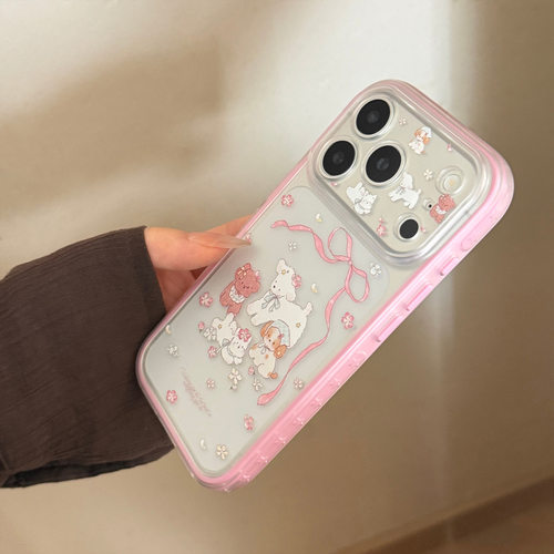 甜美碎花动物全包防摔iPhone壳