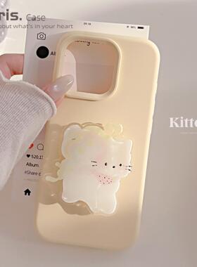 【Paris.Case】ins风天使猫咪支架14适用苹果16pro max手机壳1514